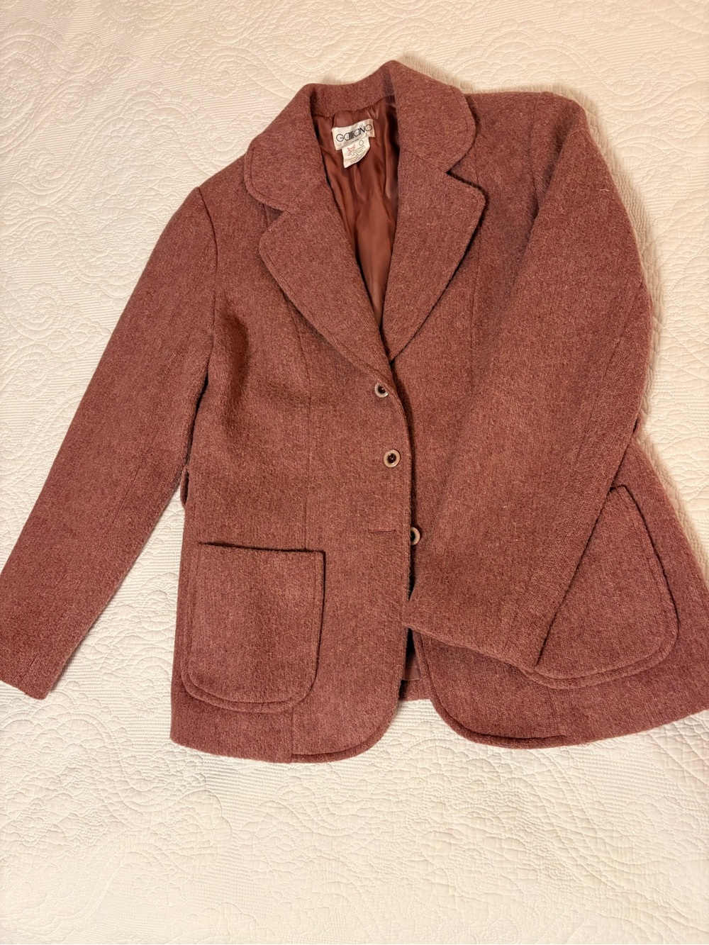 Womens Wool-Blend Blazer Jacket - Dusty Pink